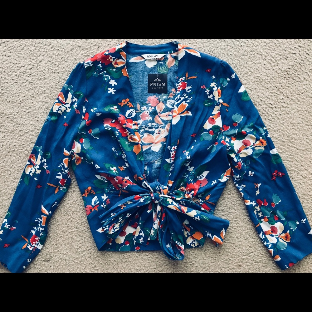 Brand NWT Rollas Cobalt Delilah Blouse Small
